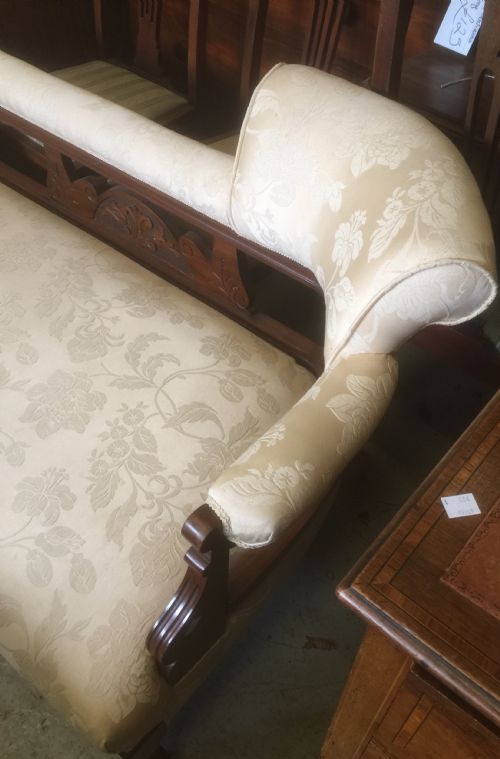 fig 1. Late Victorian walnut framed chaise longue circa 1890