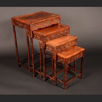 Chinese Padouk Wood Nest of Quartetto Tables Late Nineteenth Century