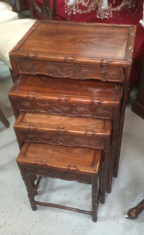 fig 1. Chinese Padouk wood nest of quartetto tables late nineteenth century