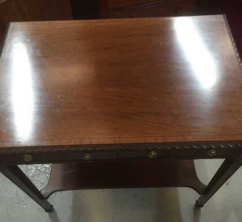 fig 1. Late Victorian two drawer mahogany side table