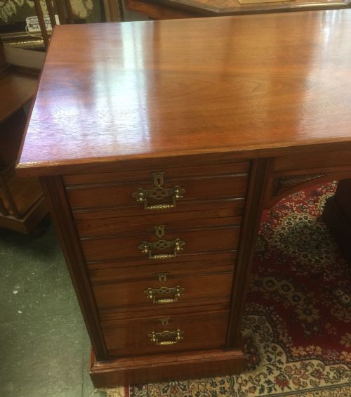 fig 1. Late Victorian solid walnut twin pedestal desk