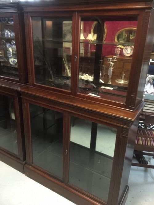 fig 1. Pair of Victorian mahogany museum display cabinets