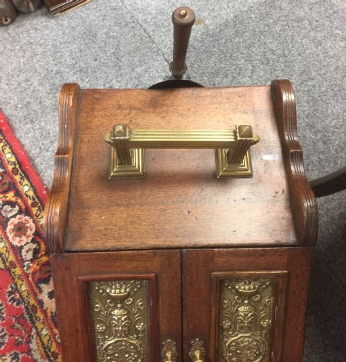 fig 1. Arts and crafts brass and mahogany coal box circa 1895