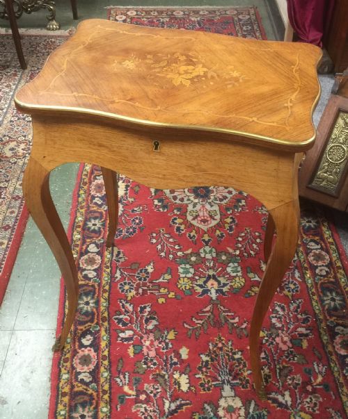 French Nineteenth Century King Wood Inlaid Work Table.