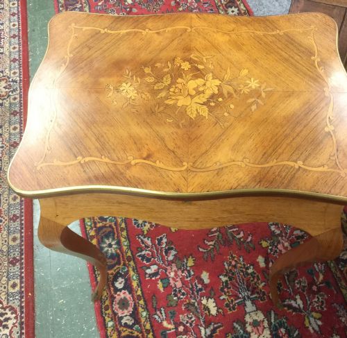 fig 1. French nineteenth century king wood inlaid work table.