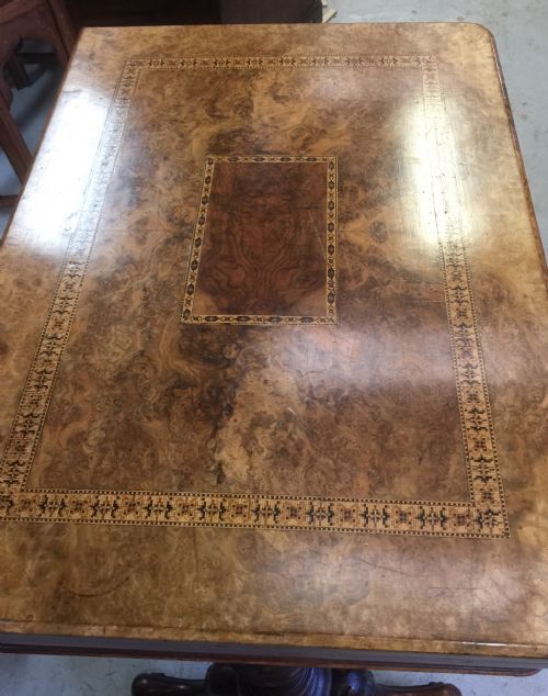 fig 1. Victorian burr walnut and tunbridge ware games table 