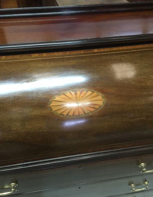 fig 1. Sheraton revival inlaid mahogany cylinder desk