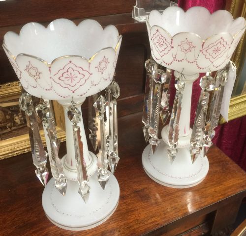Pair of Victorian Glass Lustres.