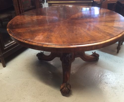 Victorian Walnut Breakfast Table -Wonderful Carved Base