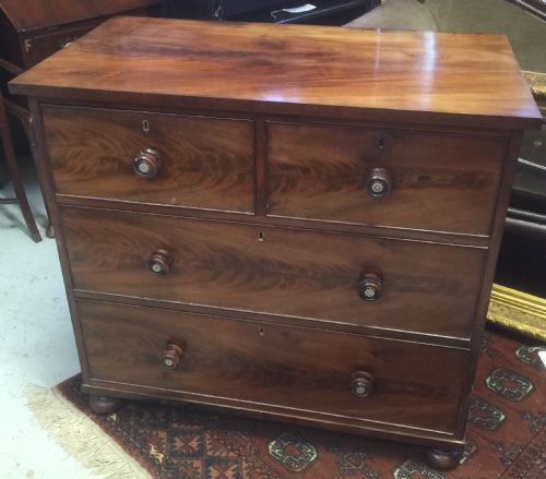Flame Mahogany Victorian Small Chest of Drawers