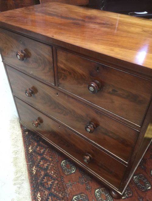 fig 1. Flame mahogany Victorian small chest of drawers
