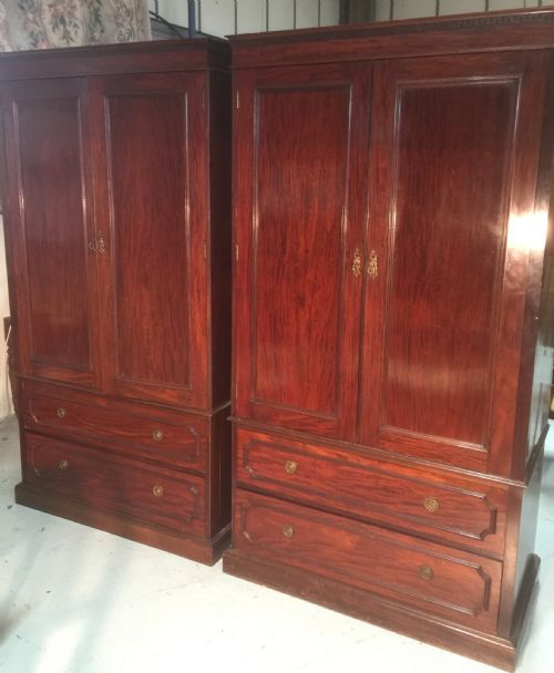Pair Victorian Mahogany Wardrobes  London Made