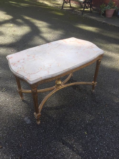 Gilded French Marble Topped Side/coffee Table Circa 1910