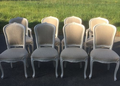 Eight Edwardian Painted French Dining Chairs