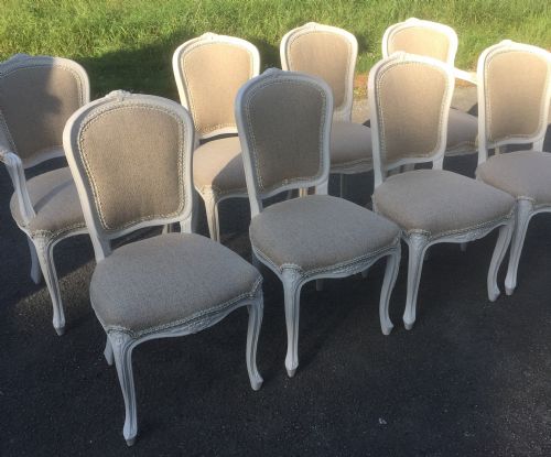 fig 1. Eight Edwardian painted French dining chairs 