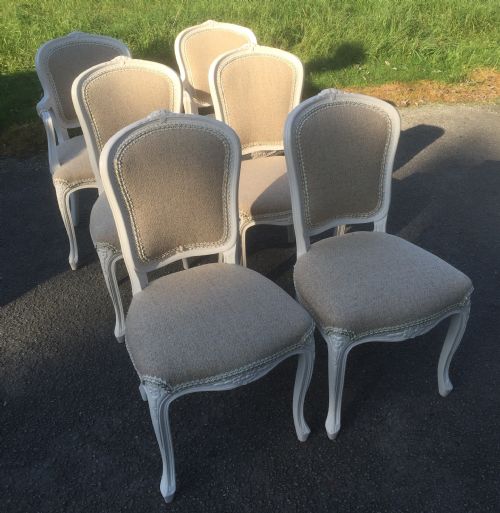 Six Edwardian French Painted Dining Chairs
