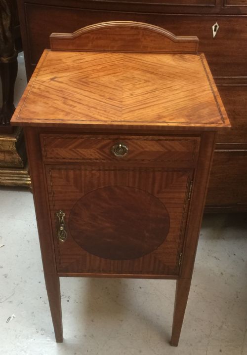 Edwardian Empire Style Inlaid Satinwood Bedside Cupboard