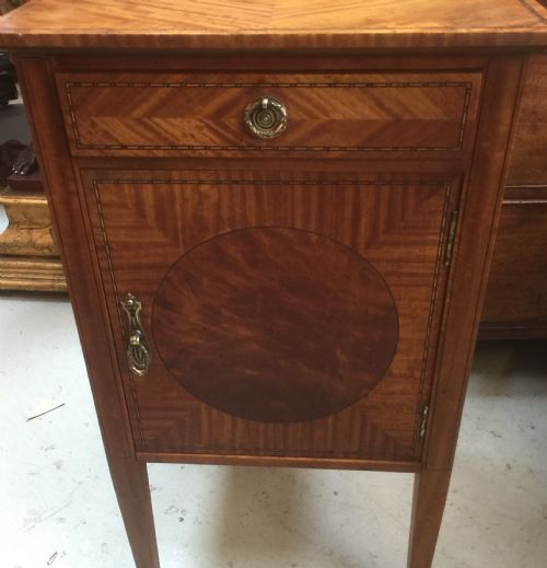 fig 1. Edwardian Empire style inlaid satinwood bedside cupboard