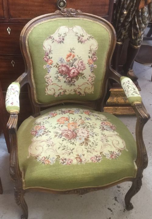 Edwardian Carved French Louis Quinze  Revival Armchair