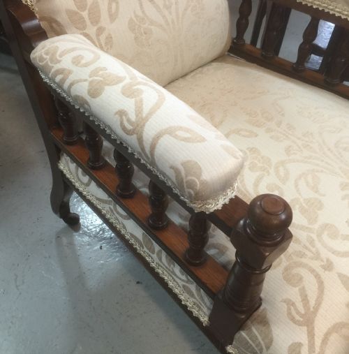 fig 1. Victorian carved oak library chair turned legs Professionally reupholstered