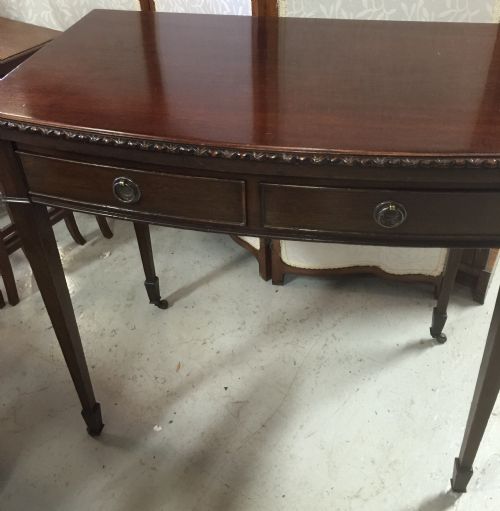 fig 1. Edwardian mahogany fold over card table with two drawers