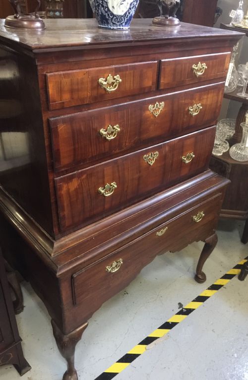Antique Walnut Chest on Stand Early 18th Century and Later Additions