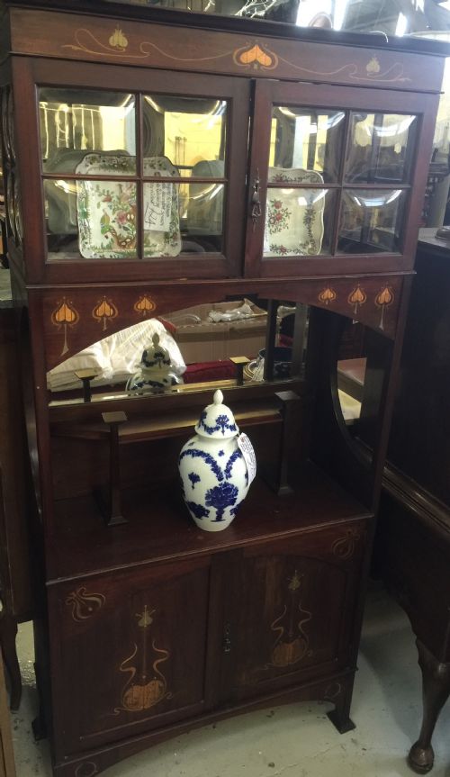 Inlaid Art Nouveau Mahogany Cabinet Circa 1890