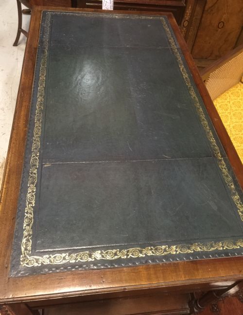 fig 1. Victorian walnut desk with tooled leather top