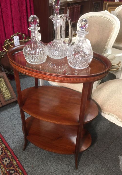 Edwardian Inlaid Mahogany Oval Tray Topped Etagere