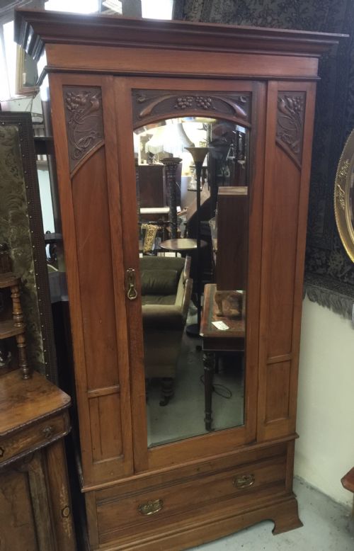 Art Nouveau Satin Walnut Wardrobe