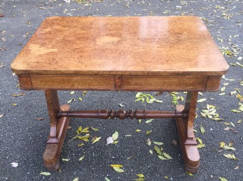 Victorian Burr Walnut Two Drawer Side Table