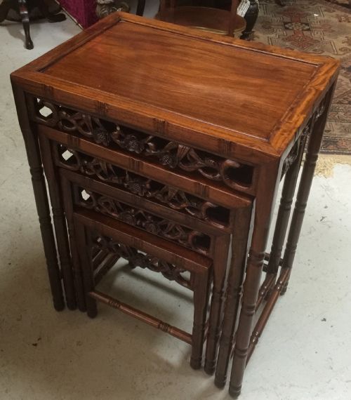 Antique Padouk Wood Quartetto Nest of Tables