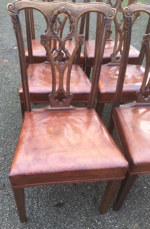 fig 1. Victorian set of six mahogany Chippendale style dining chairs