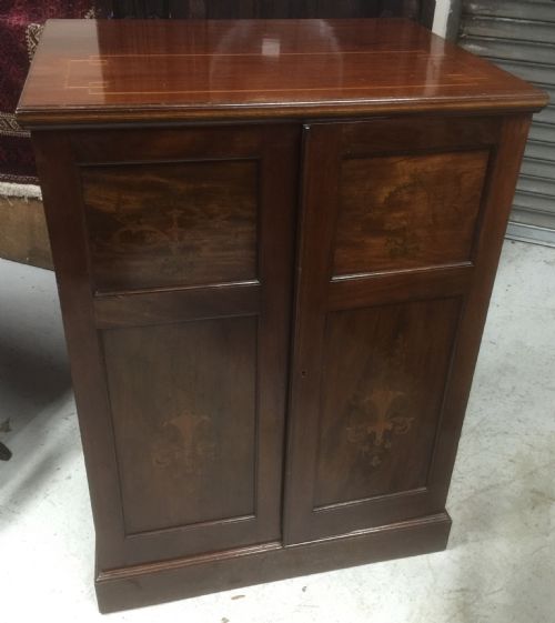 Small Victorian Inlaid Mahogany Clothes Press