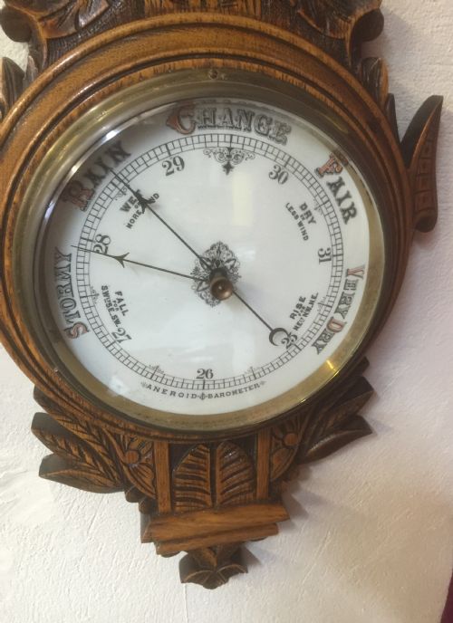 fig 2. Victorian carved oak barometer mint condition 