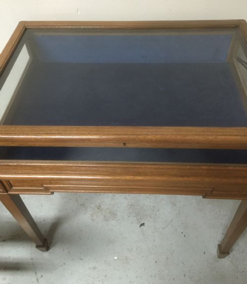 fig 1. Antique golden oak museum display cabinet