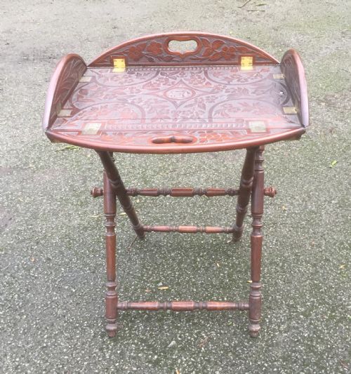 Antique Victorian Walnut Butlers Tray on Stand