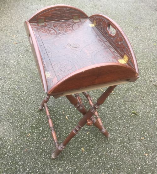 fig 2. Antique victorian walnut butlers tray on stand