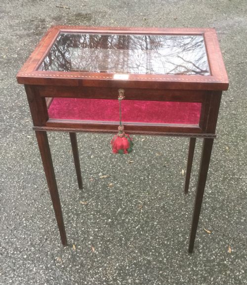 Antique Inlaid Mahogany Shop Cabinet/ Bijouterie