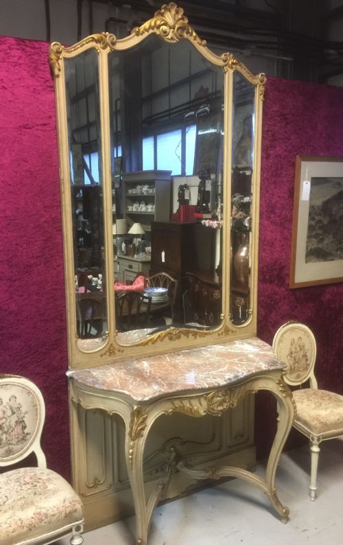 Antique Carved and Painted Console Mirror Original Condition