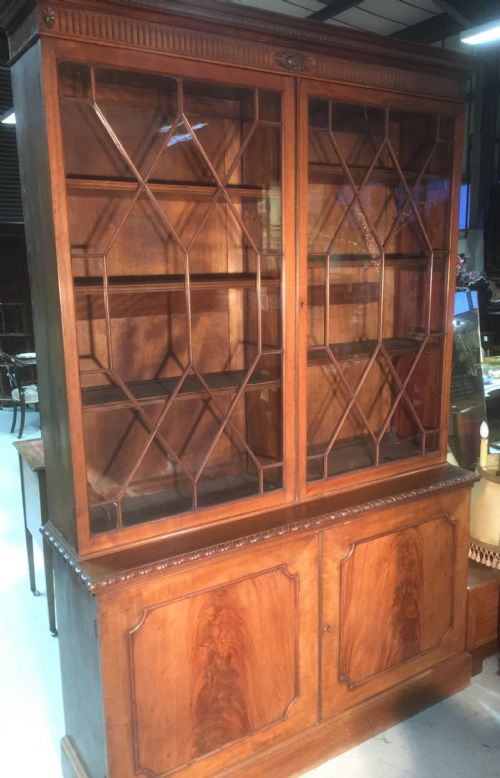 Antique Mahogany Astragal Glazed Library Bookcase