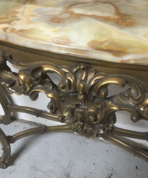 fig 2. Antique carved gilt console mirror with marble topped table