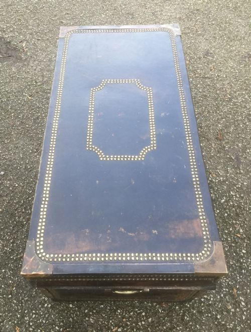 fig 2. Antique Victorian leather covered camphor wood chest