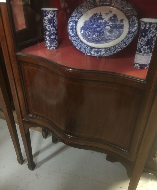 fig 2. Antique Edwardian serpentine fronted mahogany display cabinet