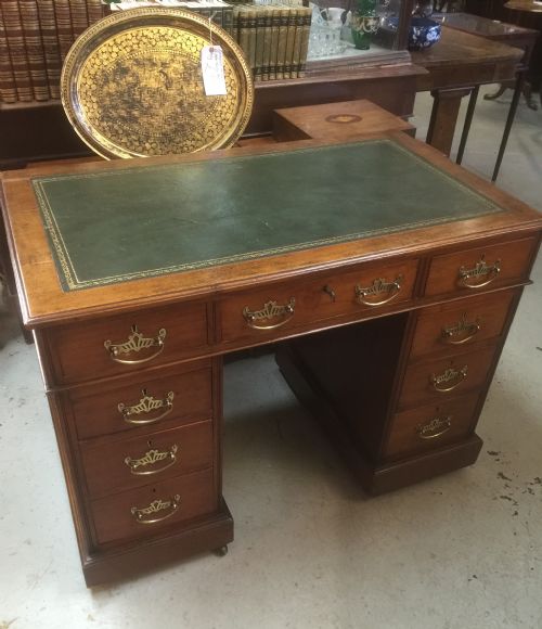 Antique Victorian Walnut Twin Pedestal Desk Circa 1880