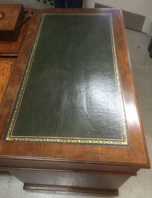 fig 2. Antique Victorian walnut twin pedestal desk circa 1880