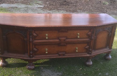 fig 1. Antique golden oak Waring and Gillows sideboard
