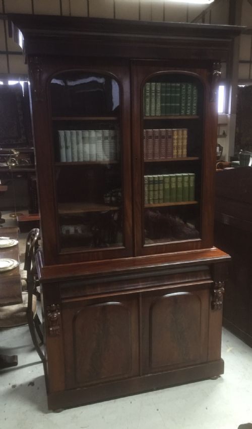 Antique Victorian Mahogany Library Bookcase Circa 1860