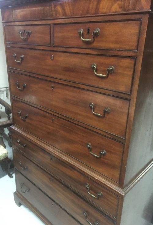 fig 2. Antique Georgian mahogany chest on chest circa 1790