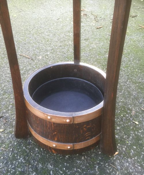 fig 1. Antique solid oak stick stand with coopered base